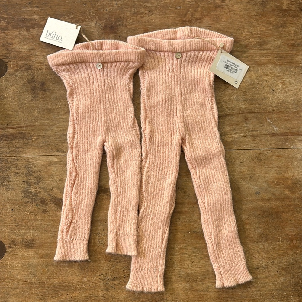 Búho peach sweater knit leggings w pointelle detail